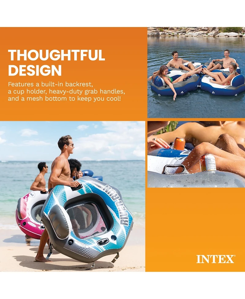 Intex River Run Connect Vinyl Lounge Inflatable Floating Water Tubes ( Pack