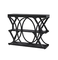 homfan Narrow 3-Tier Console Table for Entryway, Hallway, or Behind Sofa, Metal Frame, Wood Grain Finish