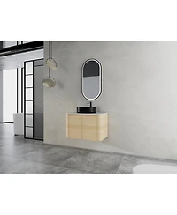 Sillysis Wall Mounted Modern Bathroom Vanity with Plywood Cabinet, Stone Countertop