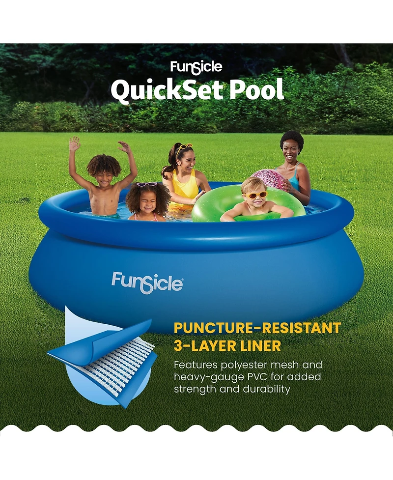 Funsicle 10' x 30" QuickSet Inflatable Ring Top Outdoor Above Ground Pool w/Pump