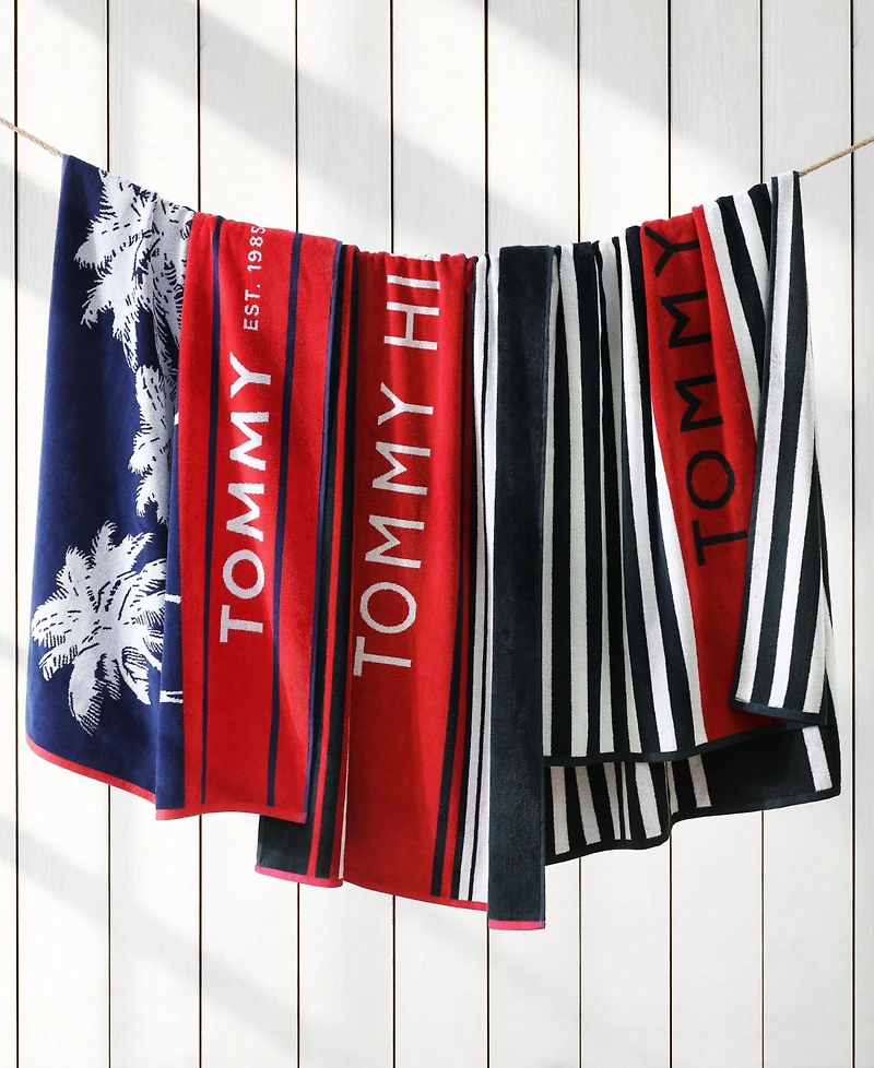 Tommy Hilfiger Boulevard Cotton Beach Towel, 68" x 36"