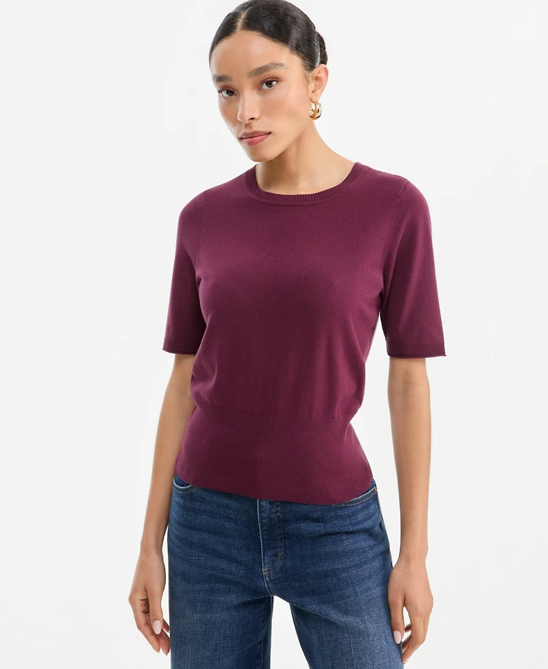 I.n.c. International Concepts Women's Elbow-Sleeve Crewneck Sweater, Macy's Exclusive