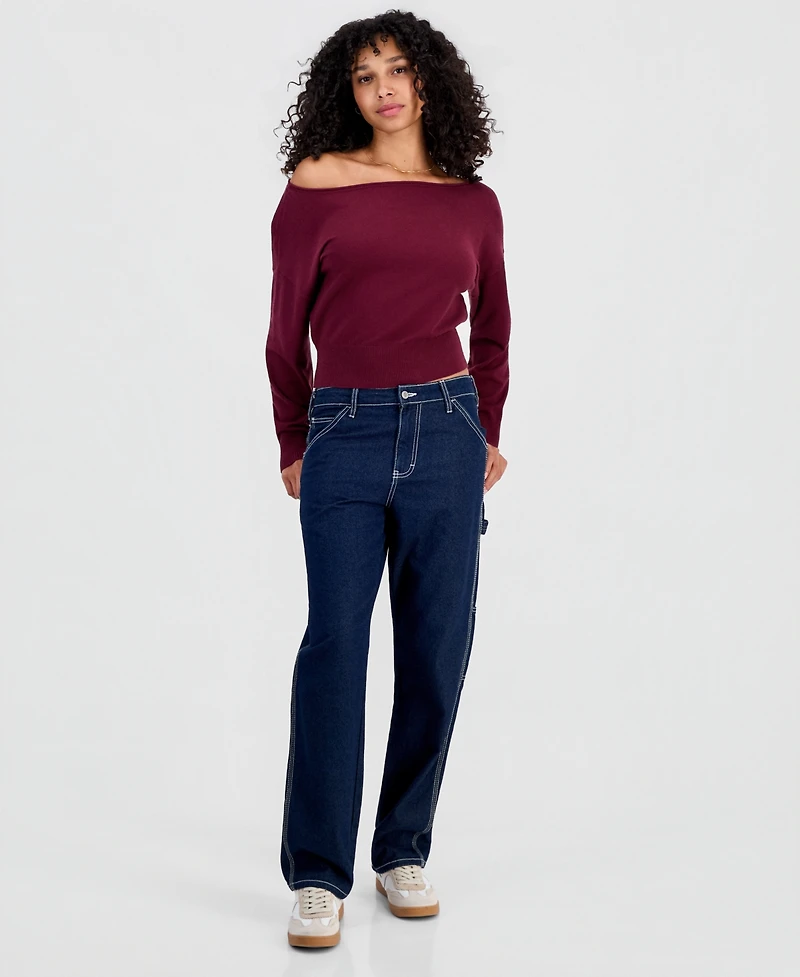Ultra Flirt Juniors' Roll-Neck Slouchy Sweater