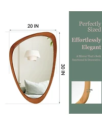 Laoties 20" x 30" Irregular Wall Mirror, Wood Frame Bathroom Vanity Mirror for Entryway, Bedroom and Living Room