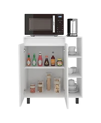 Fm Furniture Way Kitchen Storage Cabinet with Microwave Shelf and Side Open Shelves