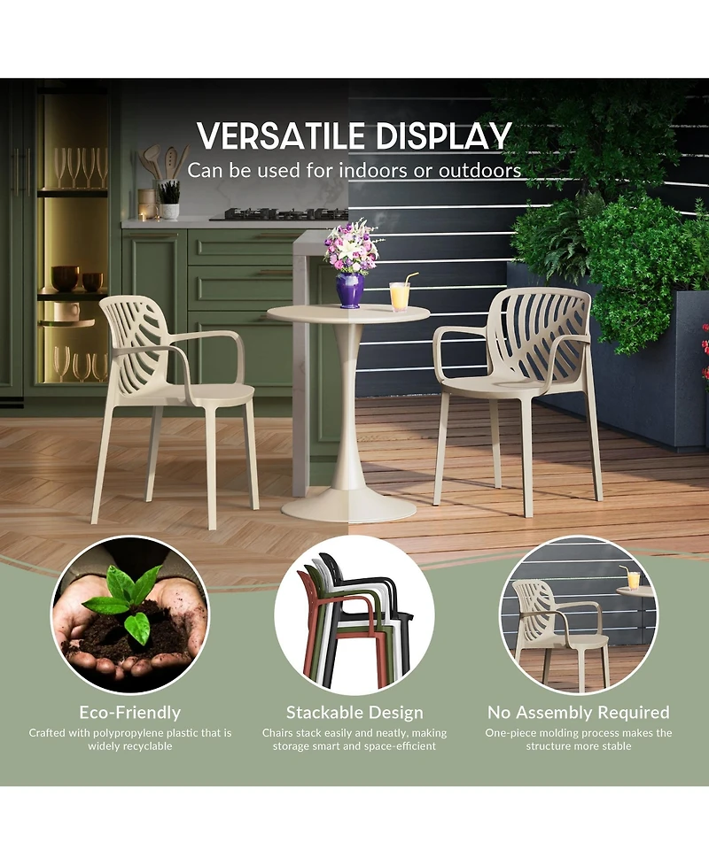 5-Piece Outdoor Square Dining Table Patio Set with Stackable Chairs