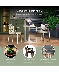 5-Piece Outdoor Square Dining Table Patio Set with Stackable Chairs
