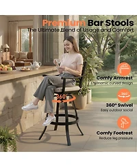Pellebant 30" Aluminum Swivel Outdoor Bar Stools, Sunbrella Patio Height Barstools with Back, Rust-Proof for Deck Backyard Garden