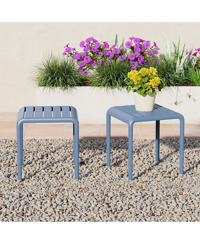 Plastic Modern Outdoor Patio Accent Side Tables (Set of 2)