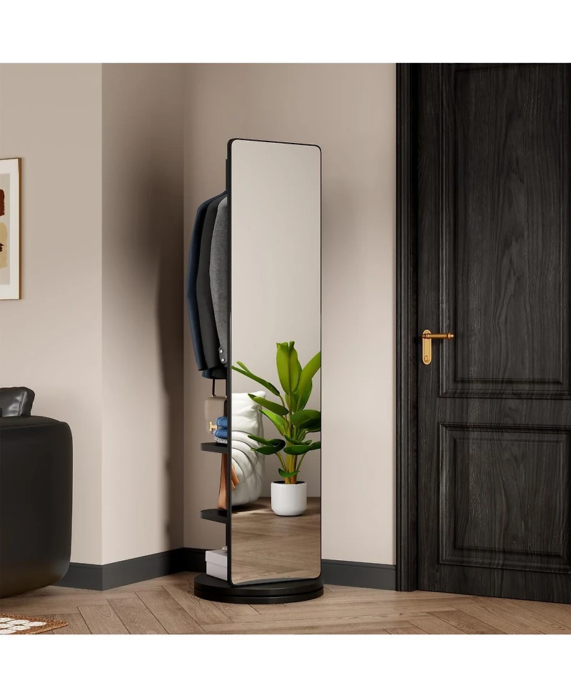 Laoties 69" Full Length Mirror with Stand, 360degree(s) Rotating Wood Freestanding for Bedroom and Living Room
