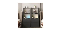 Lucky One 15.7"W Nightstand with Charging Station, Night Light