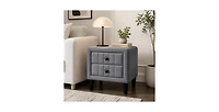 Lucky One 20"W Velvet 2-Drawer Nightstand