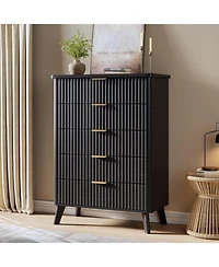 gaomon 5 Drawers Dresser for Bedroom, 47.2'' Tall Dressers with Curved Profile Design, Fluted Wood Drawers, Modern Chest of