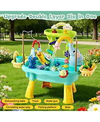 Gnuadz Kids Sand Water Table Electric Pump Kitchen Sink Fishing Toys