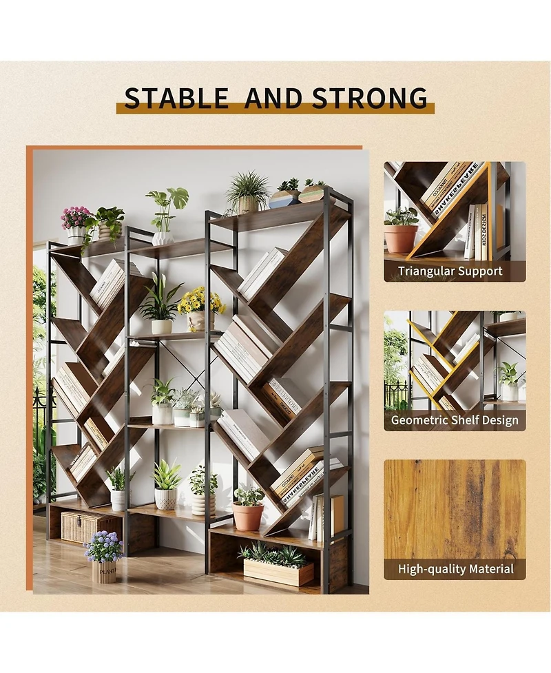 gaomon Triple 6 Tier Bookshelf, Large Bookcase Industrial Bookshelf with 24 Open Display Shelves