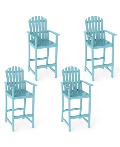 Gymax 4 Piece Tall Adirondack Chair w/Back Armrests and Footrest for Balcony Porch Deck