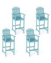 Gymax 4 Piece Tall Adirondack Chair w/Back Armrests and Footrest for Balcony Porch Deck