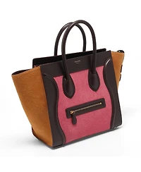 Pre-Owned Celine Mini Luggage Tricolor Calf Hair and Leather Tote