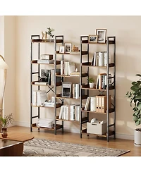 gaomon Book Shelf, 5 Tier Bookshelf, Wood Bookcase with 14 Open Display Shelves