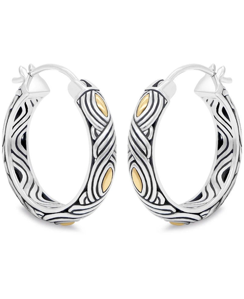 Devata 25mm Woven Hoop Earrings in Sterling Silver and 18K Gold