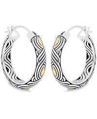 Devata 25mm Woven Hoop Earrings in Sterling Silver and 18K Gold