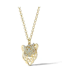 Jessica Simpson Womens Tiger Necklace 17" + 2" - Gold-Tone Tiger Pendant Necklace with Rhinestones