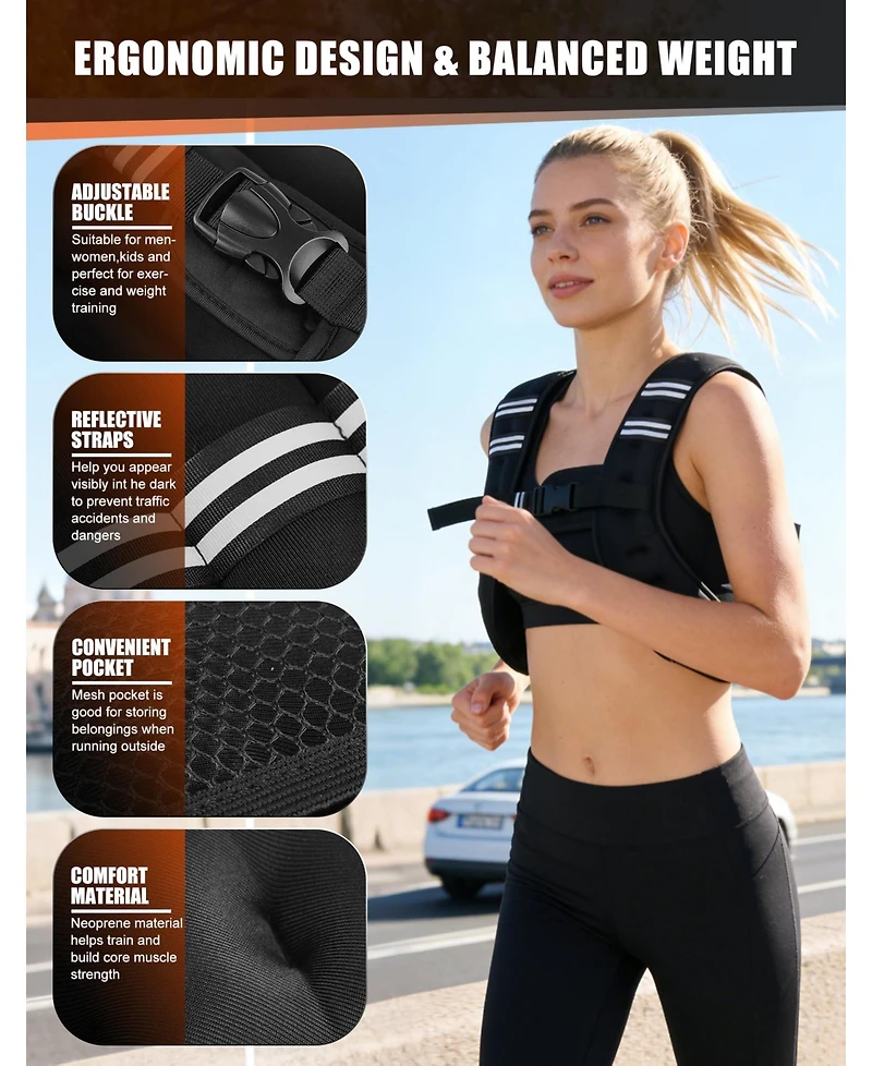 Aofar Weighted Vest Adjustable Running Workout Jogging Walking