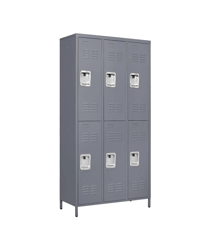 Boyel Living 6 Door 72"H Metal Lockers With Lock for Employees, Storage Locker Cabinet for Home Gym Office School Garage, Gray