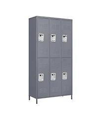 Boyel Living 6 Door 72"H Metal Lockers With Lock for Employees, Storage Locker Cabinet for Home Gym Office School Garage, Gray