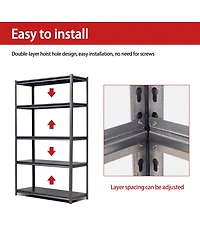 Boyel Living 72"H 5 Tier Metal Shelves for Storage Garage Shelving 2000LBS Storage Utility Rack, 47.2"W23.6"D72"H, Black