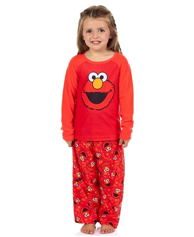 Sesame Street Toddler Girls 5T - 6 Elmo Character 2Piece Long-Sleeve Sleep Shirt Pajama Pant Set Lounge