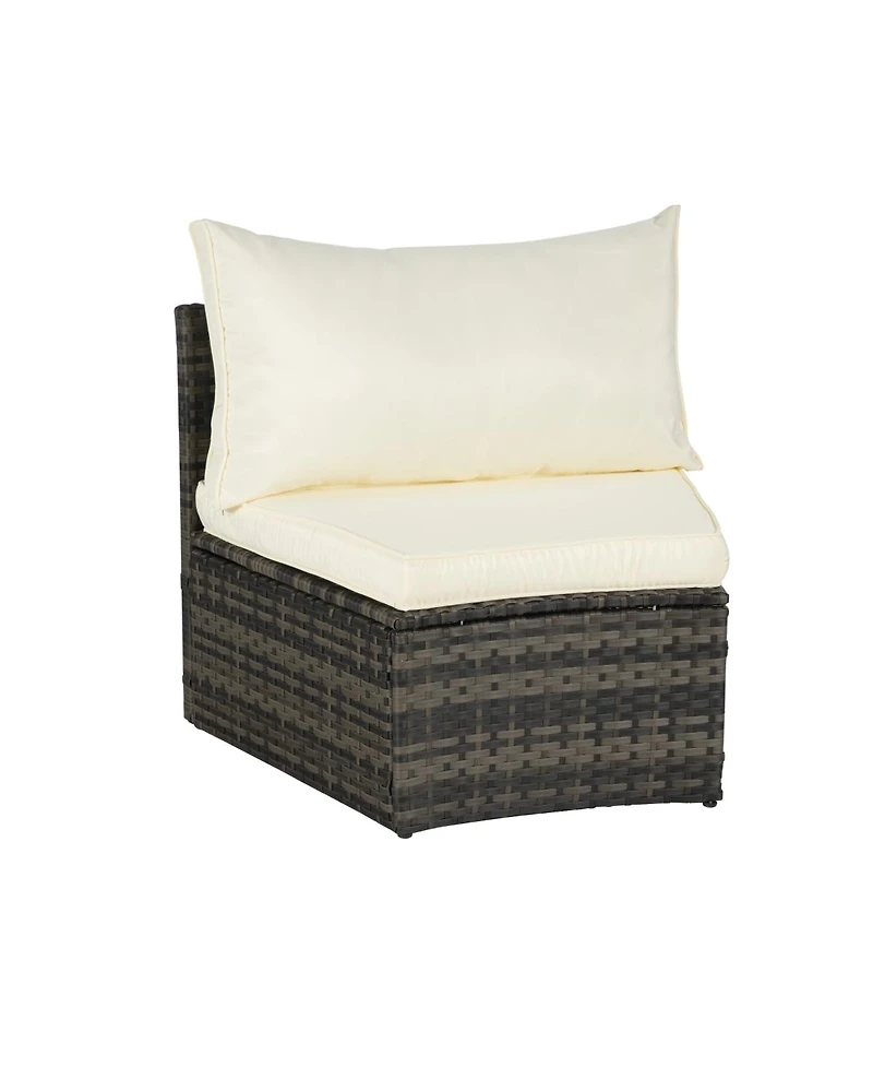 Asagikoiai 7-Piece Outdoor Half-Moon Sectional Patio Furniture Set with Glass Table-Asagikoiai