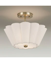 360 Lighting Izeda Wide Satin Brass Fabric 2-Light Ceiling Light