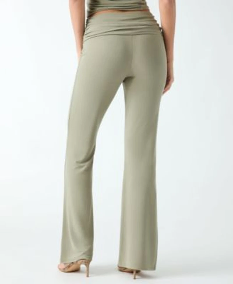 Guess Womens Ilia Asymmetric Shirring Knit Top Mid Rise Wide Leg Knit Pants