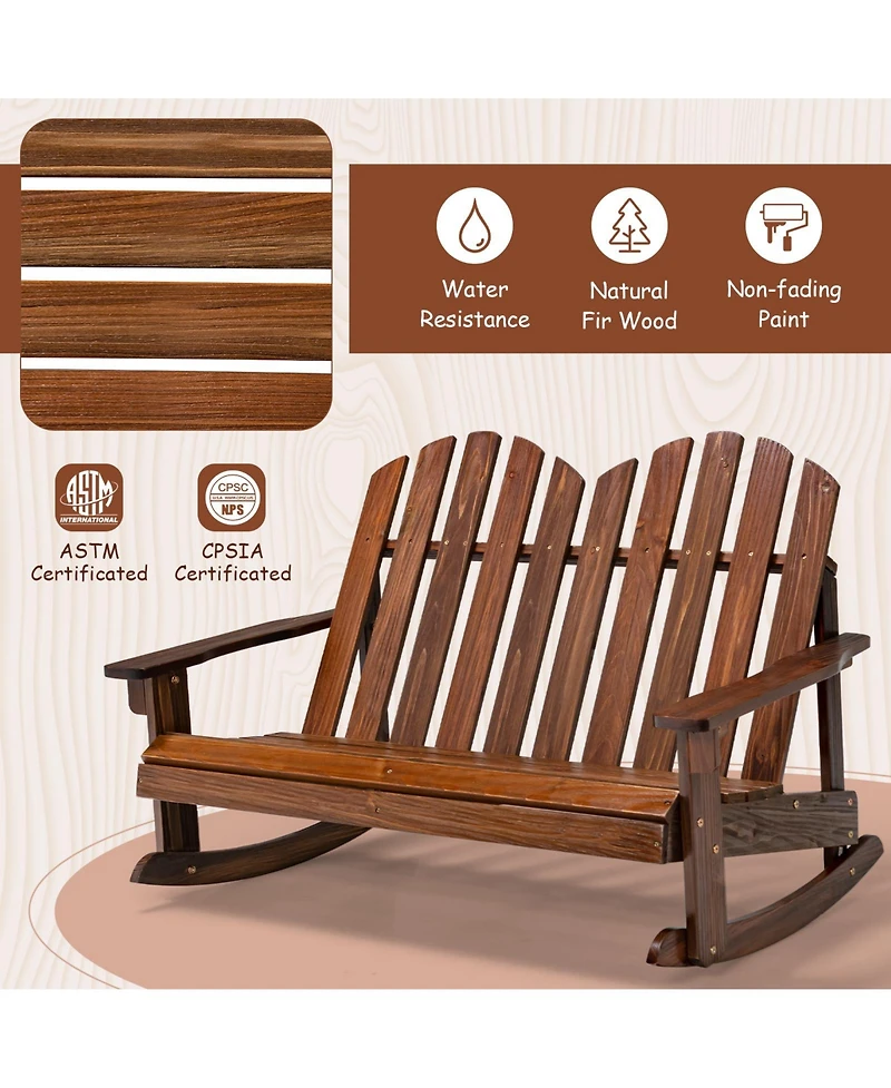 Gymax Adirondack Rocking Chair Kid Backrest Armrest Solid Wood