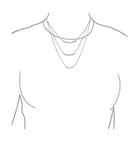 Bling Jewelry Layered Multi Triple Strand Chain Curved Bar Necklace .925 Sterling Silver