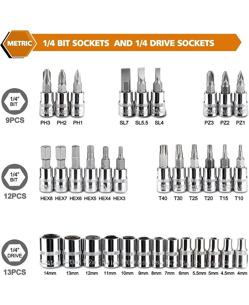 Xdovet Socket Ratchet Wrench Set Bit Metric Extension Bar Auto Repairing Household