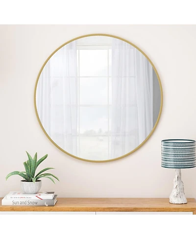 Laoties 36" Large Round Wall Mirror, Modern Metal Circle Vanity Mirror for Bathroom, Entryway