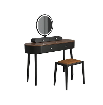 Gouun Makeup Vanity Table Set with Led Mirror and 3 Spacious Drawers