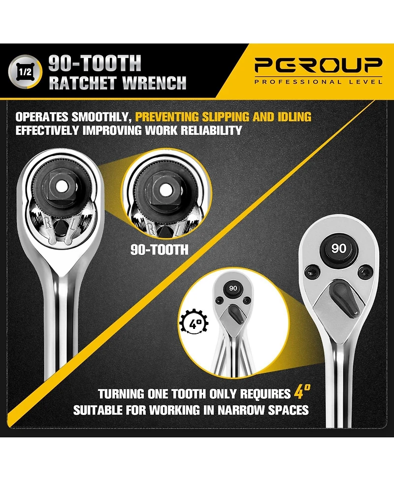 Xdovet 1/2inch Drive 90-Tooth Ratchet Wrench Extension Bar