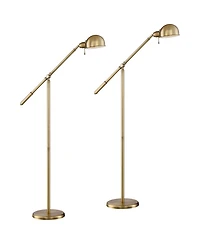 360 Lighting Dawson Traditional 55" Tall Standing Floor Lamps Set of 2 Lights Boom Arm Pharmacy Adjustable Metal Antique Brass
