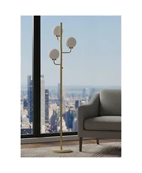 Possini Euro Design 66"H Satin Brass Opal Glass 3-Light Led Floor Lamp