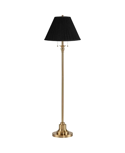 360 Lighting Dyna Traditional 58" Tall Standing Floor Lamp Pole Pull Chain Antique Brass Finish Mushroom Pleated Shade