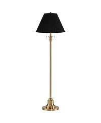 360 Lighting Dyna Traditional 58" Tall Standing Floor Lamp Pole Pull Chain Antique Brass Finish Mushroom Pleated Shade