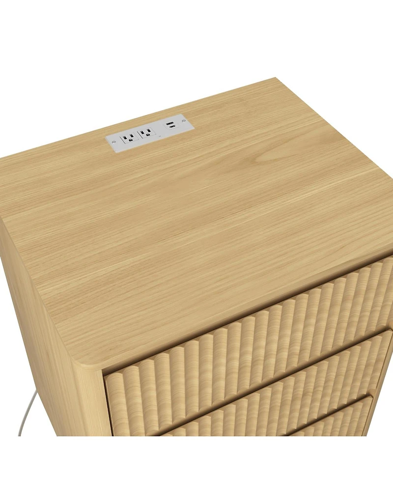 Streamdale Furniture (Set of 2) End Table with Usb C Charging Station and 3 Drawers