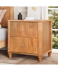 Streamdale Furniture Fluted 3-Drawer Mid-Century Modern Wood Nightstand 21.65'' Wide