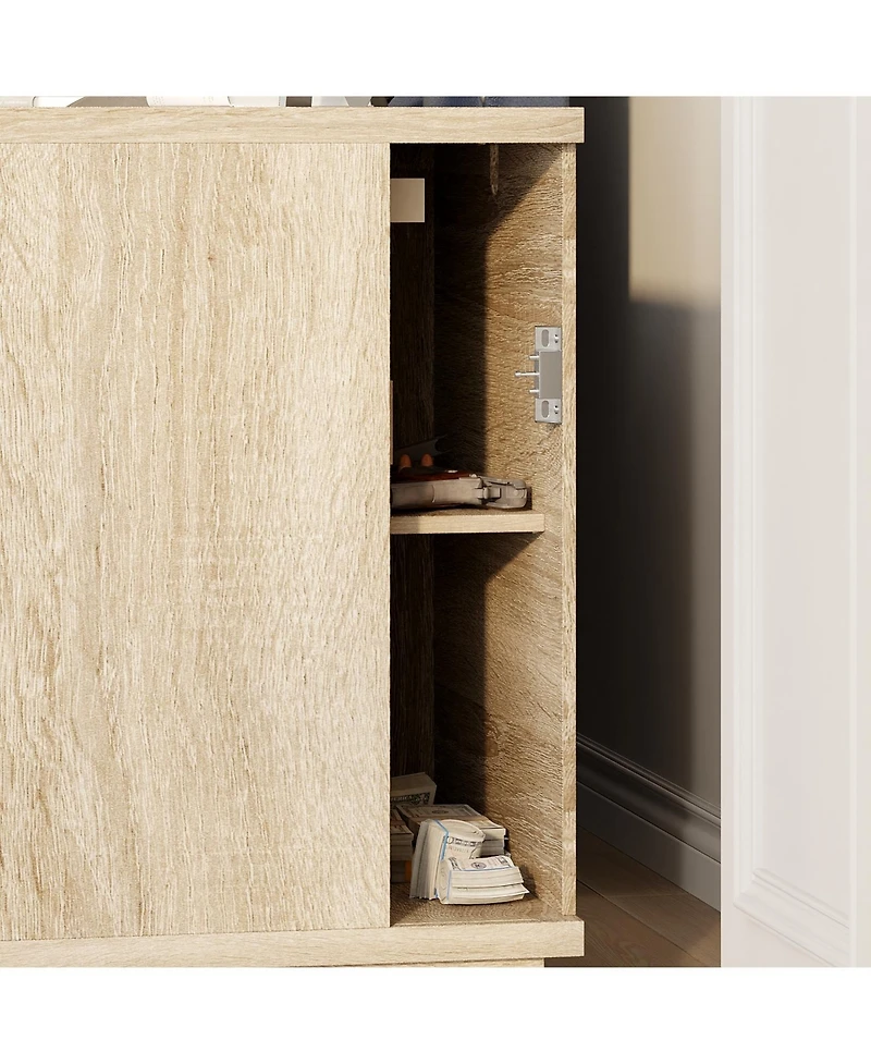 Homsee Chest of Drawers with Hidden Storage - 24-Inch Wide Modern Bedside Table with Sliding Door and Nfc Lock | Wooden Texture Nightstand