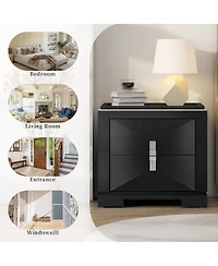 Streamdale Furniture Mid-Century Modern 2-Drawer Wood Nightstand with Diamond Pattern