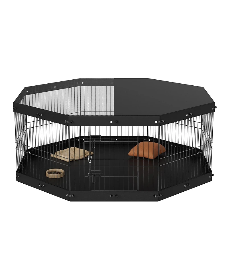 Vevor Dog Playpen 8 Panels Foldable Metal Dog Exercise Pen with Cover and Pad