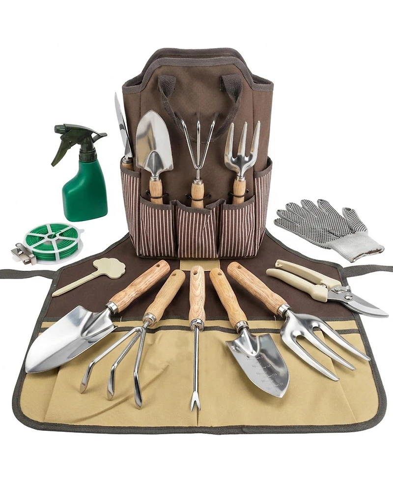 Xdovet Garden Tool Set Heavy Duty Stainless Steel Wood Handle Organizer Bag